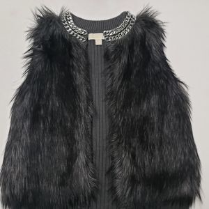 Michael Kors Faux Fur Grey Sweater Vest XS
